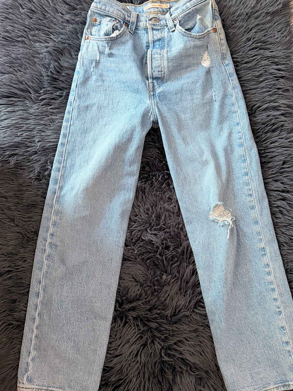Levi's Light Blue Straight-Leg Jeans Ribcage Straight ankle Size 25